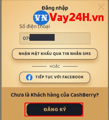 Các bước đăng ký vay tiền Cashberry bước 1