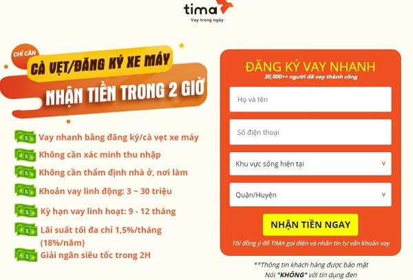 Cách đăng ký vay tiền tima