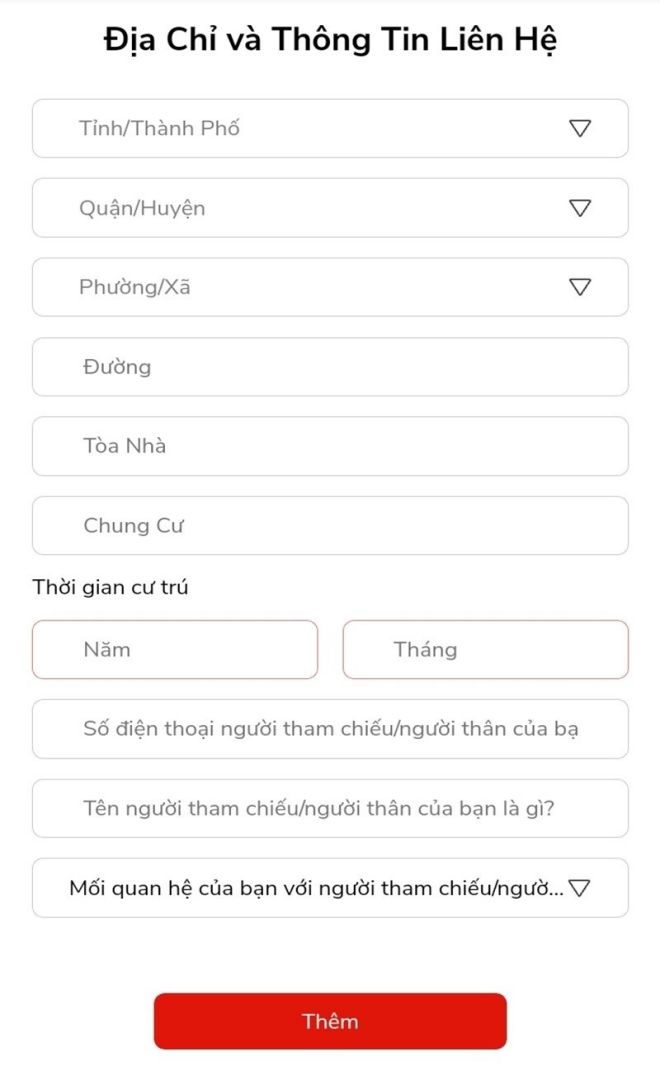 Điền thông tin địa chỉ