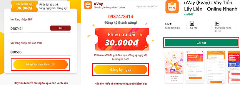 Đăng ký tài khoản vay tiền uvay evay