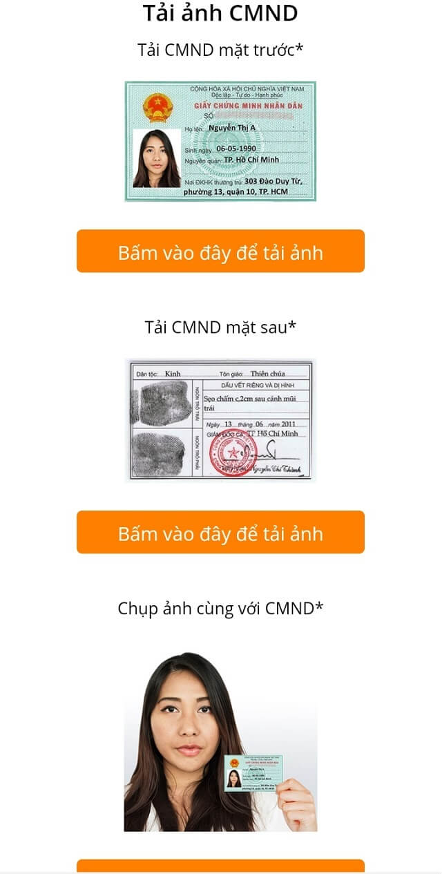 Tải ảnh 2 mặt CMND/CCCD và ảnh chân dung