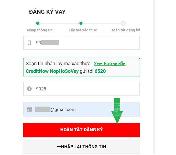 Hoàn tất đăng ký