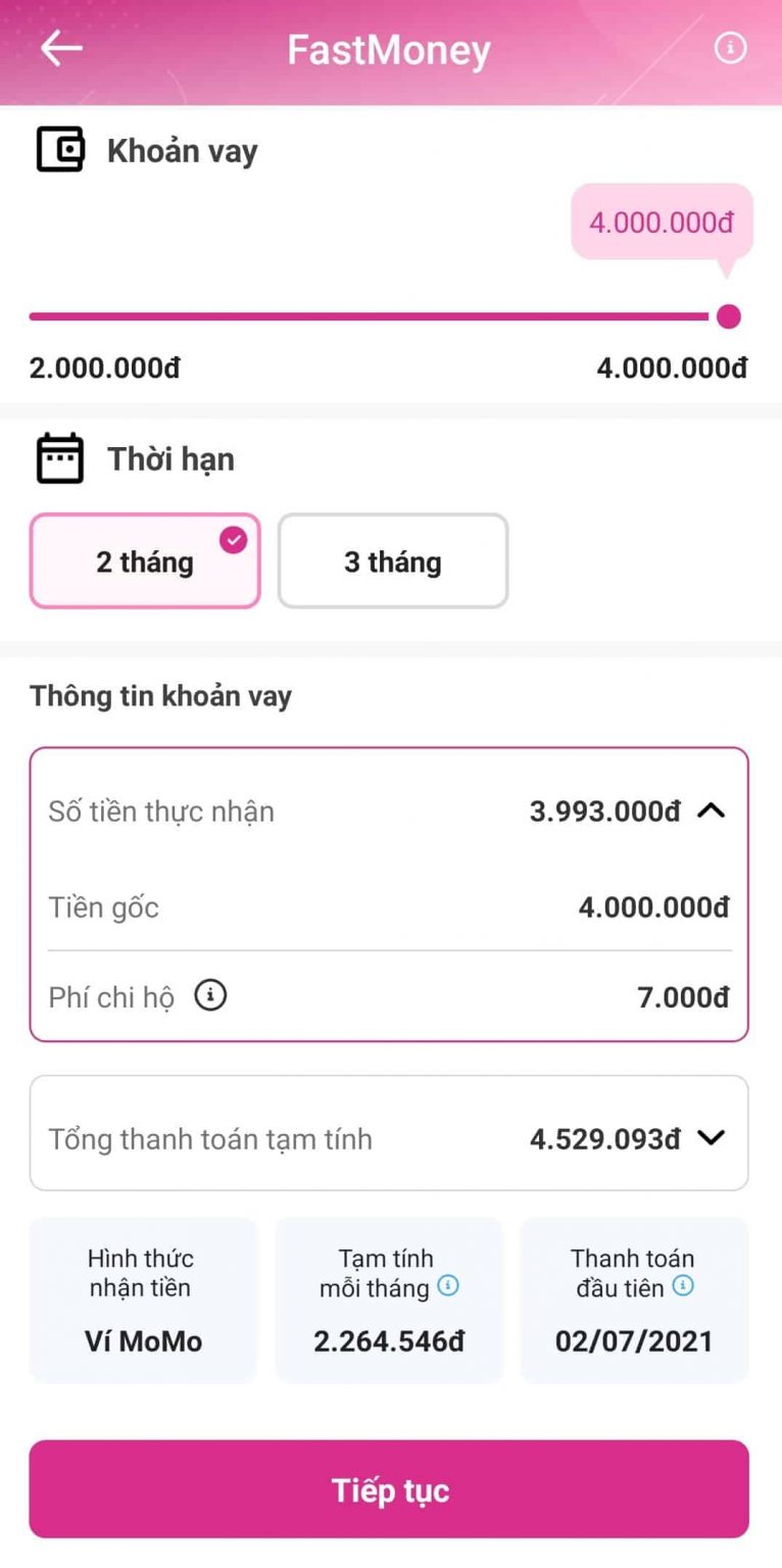 Đăng ký hạn mức vay phù hợp