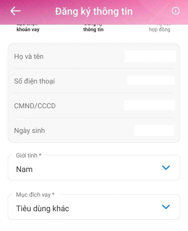 Điền thông tin cá nhân