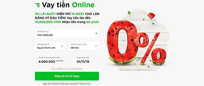 Lãi suất vay tiền tại Cashwagon