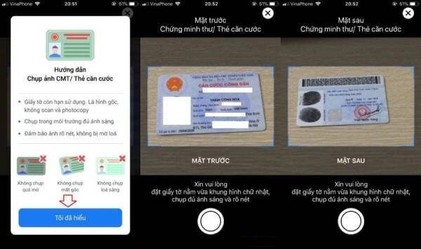 Chụp ảnh CMND/CCCD xác thực thông tin