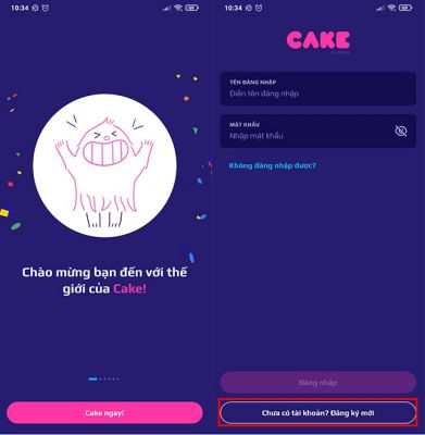 Đăng ký tài khoản Cake